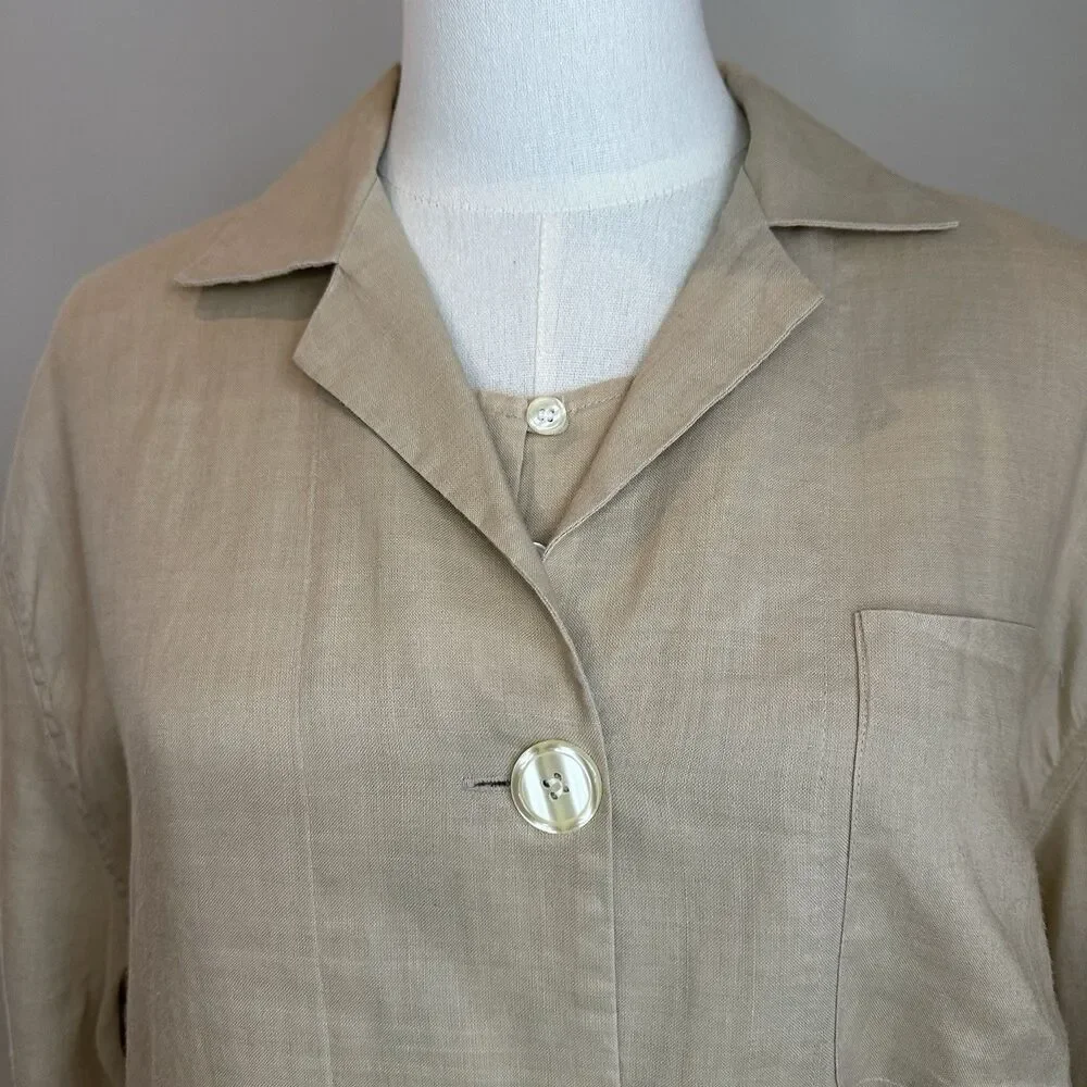 TOTO n KO for Bloomingdale’s Linen 2Pc Set Jacket & Top S/M Neutral Minimalist - Picture 7 of 16